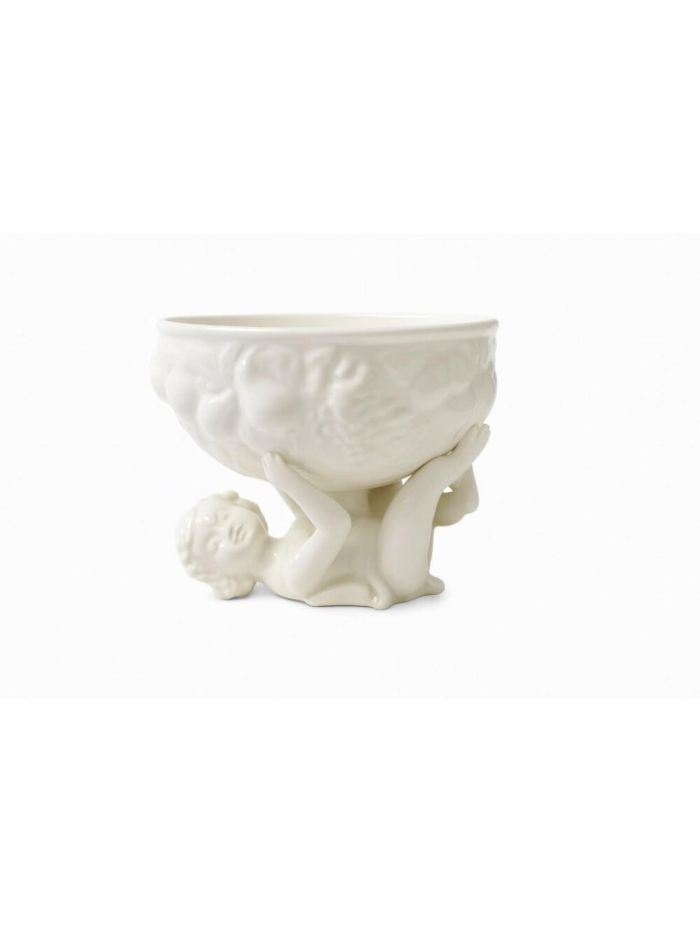 Cherubs Angels Planter Bowl Blanc de Chine  White Vintage Table Shelf Home Decor